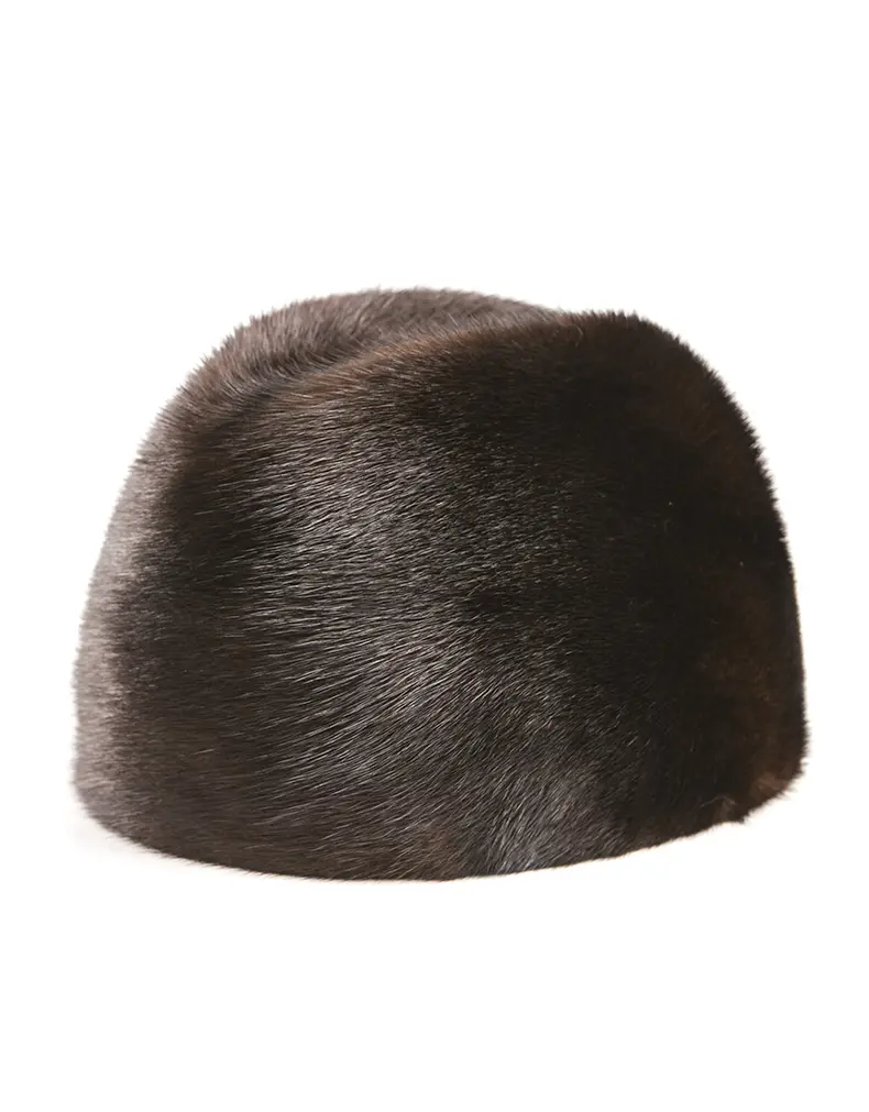 Genuine Whole Mink Fur Gentleman Hat Dark Brown Luxury Warm Winter Cap for Men