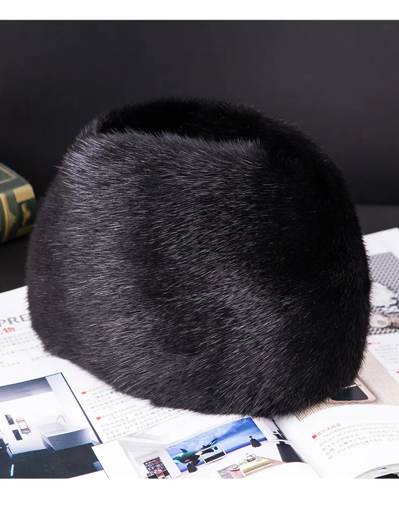 Genuine Whole Mink Fur Skullcap Luxury Gentleman Winter Hat for Men